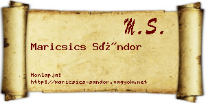 Maricsics Sándor névjegykártya
